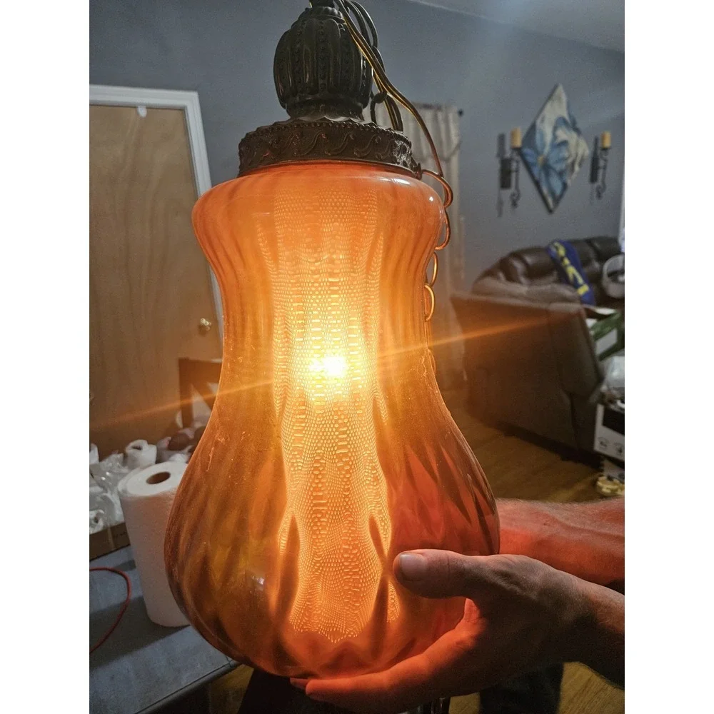 Stunning Vintage Amber Swag Light